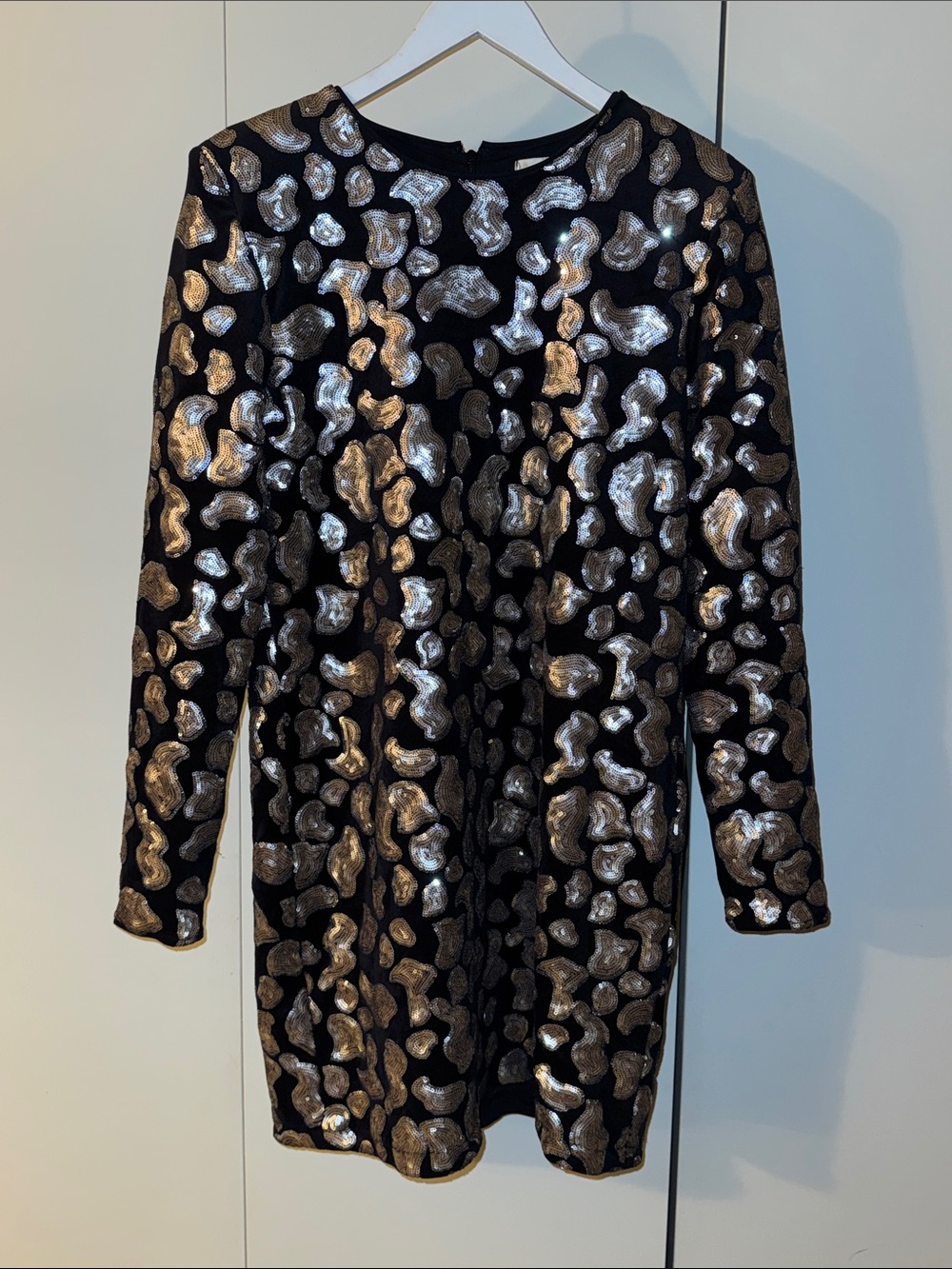 Velvet Metallic Design Long Sleeve Dress